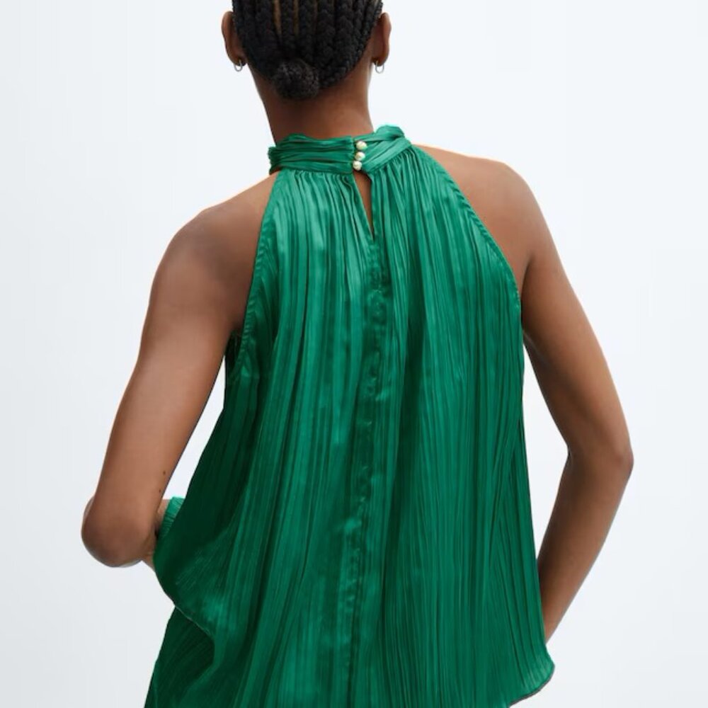 MANGO NWT Halter-neck pleated top - Picture 3 of 15